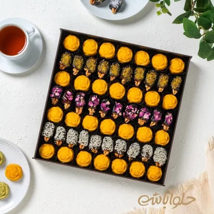 میکس ترحلوا زعفرانی و خرما مغزدار آجیلی